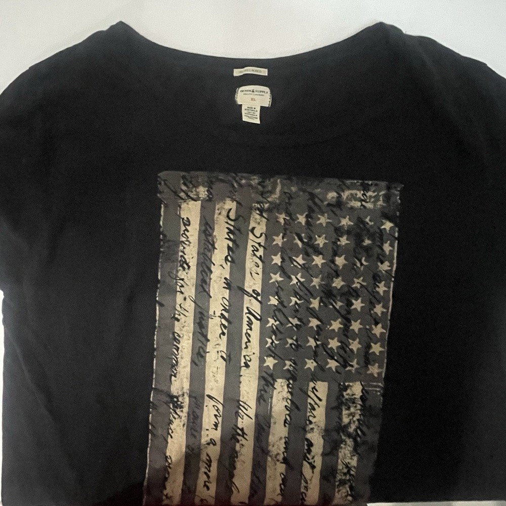 Ralph Lauren Denim & Supply - Distressed Flag Graphic T-Shirt Women's Medium